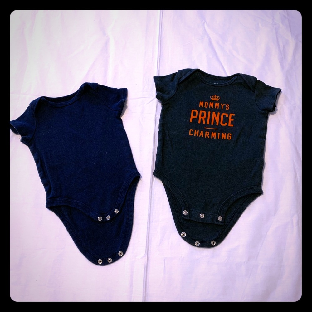 Lot of 2 Navy blue baby boy onesies